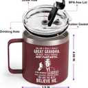 2 x Grandma Mothers Day Gift for Grandma from Grandson Granddaughter Grandkids - Best Great Grandmas Mug Gifts, Funny Birthday Presents for Grandmother, 14 OZ Stainless Steel Insulated Coffee Mug Cup
