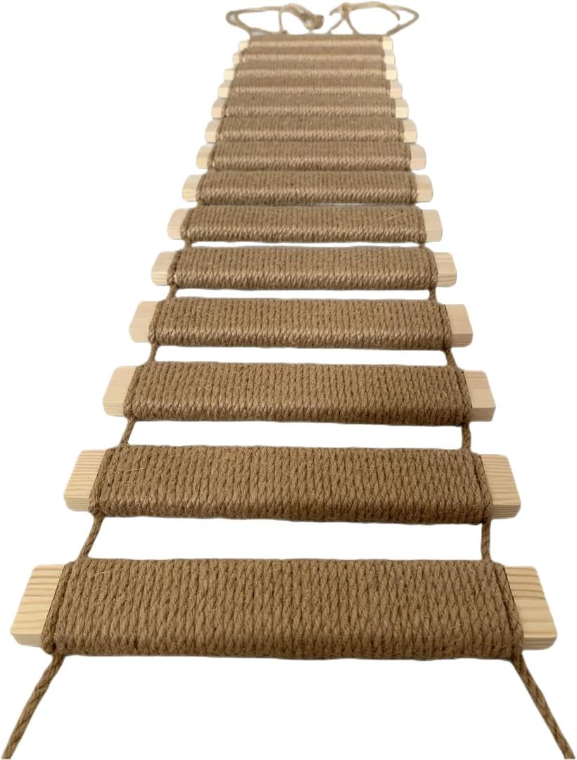 Cat Climbing Kit - Sisal Rope Cat Bridge, Cage Ladder, Scratcher & Step Platform Tower, Cat Ladder (40in)