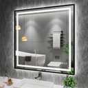 Amorho LED Mirror for Bathroom, 40" X38" Front Light and Backlit Black Framed, Stepless Dimmable, Anti-Fog, Shatter-Proof, Memory, 3 Colors, Double LED Vanity Mirror