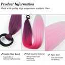 Pink Ombre Braiding Hair Extension for Braids Synthetic Braid Ponytail Extensions with Elastic Tie Fashion Festival Rave Hair Accessories(Pack of 2)