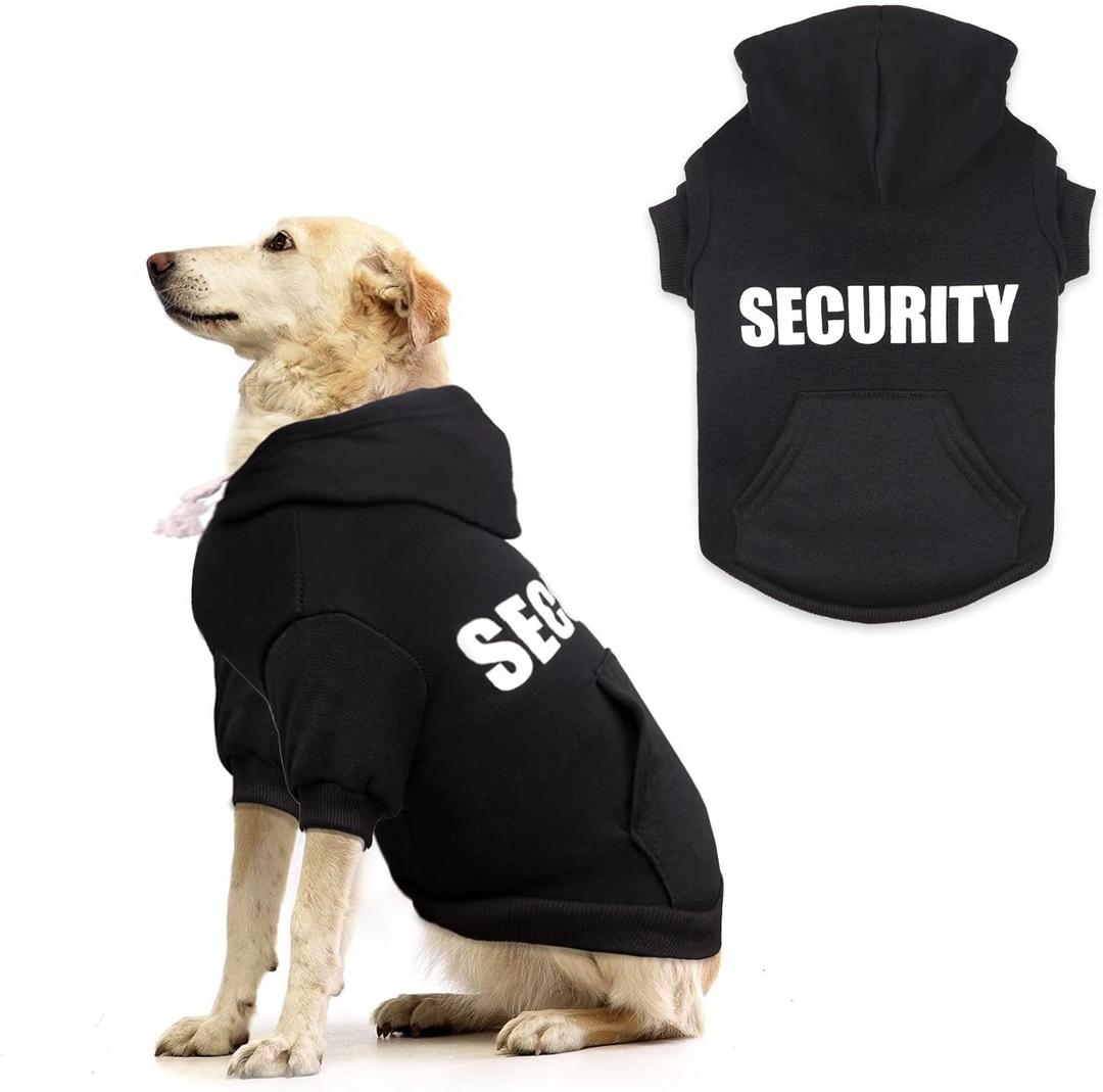 Security Dog Hoodie Dog Sweaters for Large Dogs Soft Brushed Fleece Clothes Hoodie Sweatshirt with Pocket (Large)