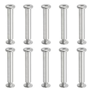 PATIKIL Hex Chicago Screws, 10 Set Binding Screw Posts M6 x 45 mm Connecting Hex Drive Socket Cap Bolt Nuts for Scrapbook Leather Belt Album Photo Furniture Repair, Silver