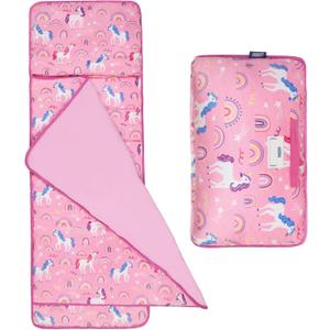 Wildkin Kids Velour Nap Mat  Soft, Cozy, Convenient for Daycare & Preschool  Rainbow Unicorns