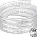 Flexible Hose 1 1/2" id - 5ft Clear PVC Spiral Steel Wire Reinforced Vinyl Tubing 1.5 inch Plastic Vacuum Pipe Flex Suction Hose for Dust Collection Boat Marine Pump, Drain Water Fuel Gas