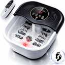 Collapsible Heated Foot Spa with Bubble and Red Light Temperature Control Foot Bath Massager and Soaking Tub Featuring 8 Shiatsu Massage Rollers Pumice Stone and Built-in Timer Ideal Gift for Wife,Mom (Dark Black)