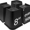 Bed Risers 8 inch Heavy Duty, 4 Pack L Shape Furniture Risers 8 inch Support 5000LBs, Table Couch Risers, Oversized Lifts Risers for Dorm Beds Frame, Sofa, Chairs Legs (Black 4-Pack,8 inch)