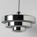 Modern Tiered Metal Pendant Light, Adjustable Height Ceiling Light Fixture, All-Metal Construction, Mid-Century Pendant Lighting for Kitchen Island Dining Room Living Room Hallway(Mirror Chrome)