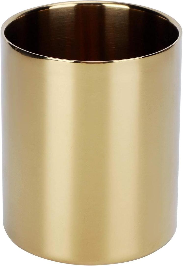 Pencil Holder, Pen Holder Makeup Brush Holder Gold Pen Pencil Holder Pencil Cup Holder Desk Organizer Table Vases Flower Pot Stainless Steel Makeup Brush Holder For Office Home Gold
