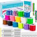 Lanyard String, 15 Rolls Gimp String, Plastic String Lacing Cord, Boondoggle String Kit (Glossy/Glow in Dark/Laser)
