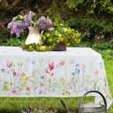 Outdoor Tablecloth with Umbrella Hole and Zipper, Patio Table Covers for Spring/Summer, Machine Washable Outdoor Party/Picnic Rectangle Table Cloth 60 x 84 in