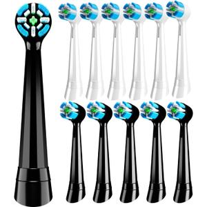 12 Pack IO Replacement Heads Compatible with Oral B iO 2 3 4 5 6 7 8 9 10 Deep Clean Series Electric Toothbrush, Toothbrush Heads Compatible with Oral B iO for Plaque Removal (Black/White)