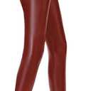 Ginasy Faux Leather Leggings for Women Tummy Control Stretch High Waist Pleather Pants with Thin Fleece Lined (Red)