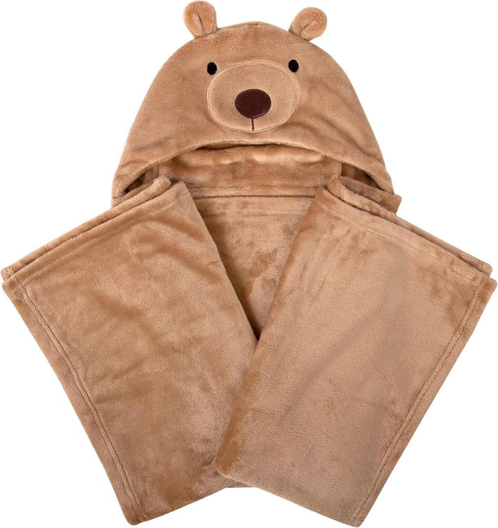 Baby, Toddler Soft Plush Hooded Animal Face Security Blankets 40” x 28” Wearable Animal Blanket Hoodie for Babies 6-12 Mos
