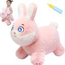 INPANY Bouncy Horse, Bunny Rabbit Hopper Toys, Toddler Plush Bouncing Animal, Kids Inflatable Ride on Rubber Bouncer, Outdoor Birthday Gift for 2 3 4 Yr Boy Girl