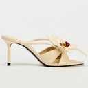 YIYA Women's Open Toe Floral Mules Strappy Kitten Heels Cute Flower Slip On Summer Dress Beach Vacation Sandals