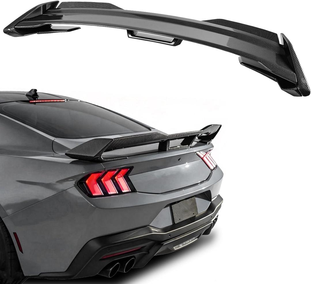 Rear Wickerbill Spoiler for 2024 2025 2026 Ford Mustang Carbon Fiber Look
