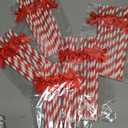 Potchen 50 Pcs Bow Straws Bulk Disposable Paper Bow Striped Drinking Straws for Graduations Cake Decorations Birthday Bridal Shower Wedding Bachelorette Baby Shower Party Supplies (Red)