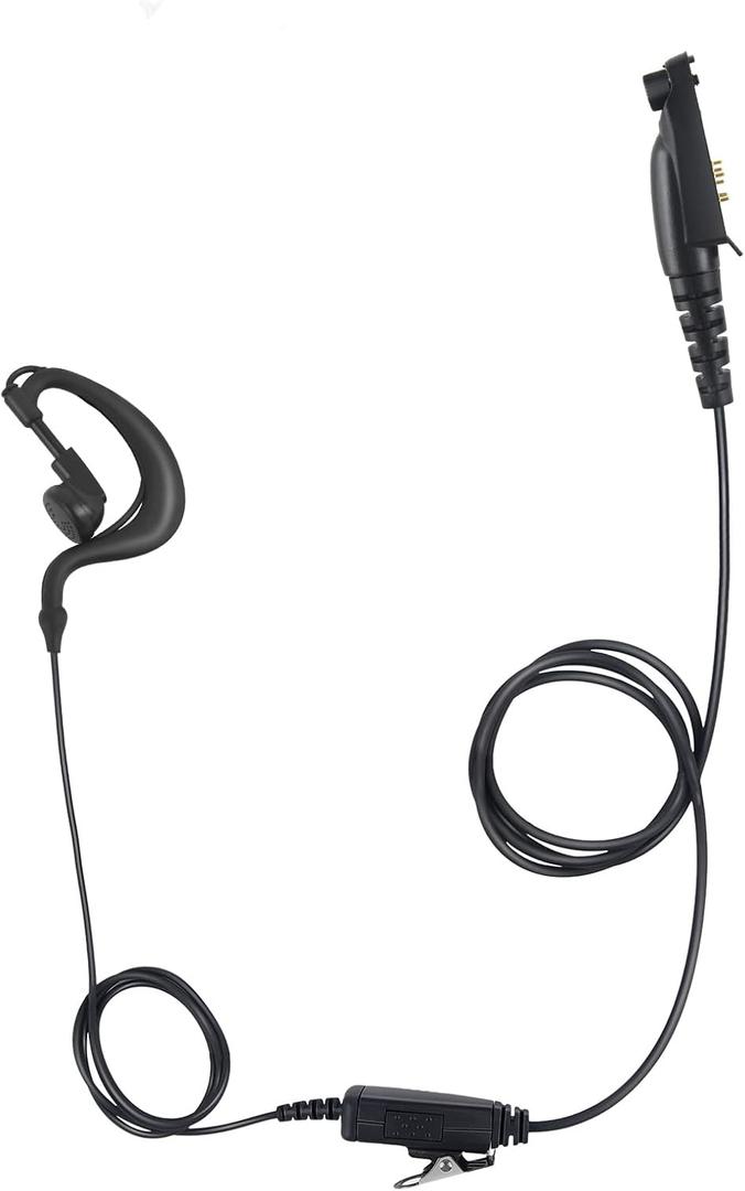 G Shape Ear Piece Ptt Mic Earpiece Two Way Radio Headset for Motorola Retevis Ailunce Walkie Talkie hd1 nr30 rt29 gp328plus EX 500 600 RT47V RT82 RT83 RB23(Black,Wired)