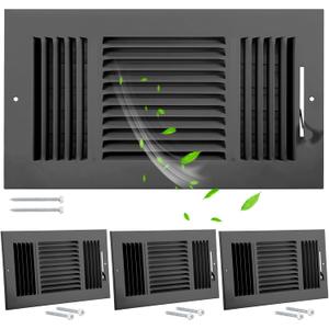 Wesiti 4 Pcs 12 x 6 Inch Vent Covers for Home Ceiling HVAC Sidewall Air Register 3 Way Vents Wall Register Solid Steel Manual Adjuster for Home Bathroom Toilet Office (Gray) Wesiti 4 Pcs 12 x 6 Inch Vent Covers for Home Ceiling HVAC Sidewall Air Register 3 Way Vents Wall Register Solid Steel Manual Adjuster for Home Bathroom Toilet Office (Gray)