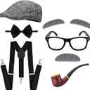 fulasiteu 100 Days of School Costume for Boys – Kids Old Man Grandpa Vest Set with Hat and Glasses for Holloween