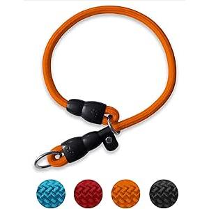 Slip Collar, Dog Choker Collar, Nylon Dog Training Collar with Slidable Stopper No Pull Dog Collars Martingale Collars for Small Medium Large Dogs, Orange
, L