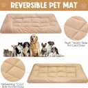 2 Pcs Thin Soft Dog Crate Bed - 24 x 47 Inches Washable & Reversible Dog Pad, Polyester Fiber Pet Sleeping Cushion Mat for Large Medium Small Dogs(Camel)