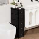 lurcns Narrow Storage Cabinet for Small Spaces Slim Bathroom Dresser with Drawers Tall Thin Storage Organizer for Bathroom Bedroom Skinny Cabinet(Black, 5 Drawers)