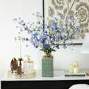 mizii 4Pcs Blue Pear Blossom Artificial Flower 37" Fake Silk Flowers with Stem Faux Flowers Bouquet for Vase Table Centerpieces Arrangements Home Decor Wedding Decorations (Blue)