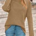 PRETTYGARDEN Womens Sweaters Fall Fashion 2025 Oversized Long Sleeve Mock Neck Chunky Knit Pullover Tops Winter Clothes (L)