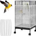 White Bird Cage Seed Catcher Adjustable Soft Birdcage Cover Reusable Nylon Mesh Birdcage Net Lightweight Skirt Seed Guard for Parrot Cage Stop Scatter Breathable Round Square Canary
