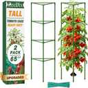 ZeeDix 65 Inch Tall Tomato Cages for Garden, 2 Pack Heavy Duty Large Plant Support Stakes for Heavy Climbing Vegetables, Adjustable Tomato Trellis for Pots & Outdoor Raised Garden Beds