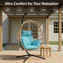 Outdoor Egg Chair Cushion with 8 Securing Straps, Water-Repellent & Fade-Resistant, Removable Cover, Replacement Cushion for Most Single Hanging Swing Egg Chairs Light Blue