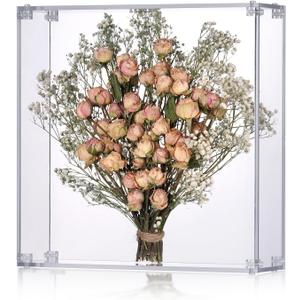 11.2x11.2 Acrylic Shadow Box, Assemble Display Case, DIY Tabletop/Wall Mount Display Frame, All Clear Memory Box for Dried Flowers/Kids Room/Birthday/Wedding(11.2x11.2x3, Assemble Frame)