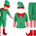 Geyoga Christmas Costumes Cute Outfits Include Hat Shoes and Other Accessories for Kids Cosplay(Green, Medium)