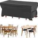 Velway Patio Furniture Set Cover - Heavy Duty 420D Waterproof Weatherproof Outdoor Dining Table and Chairs Furniture Set Cover with Reflective Tape Rectangular 67"L x 37"W x 28"H - Black