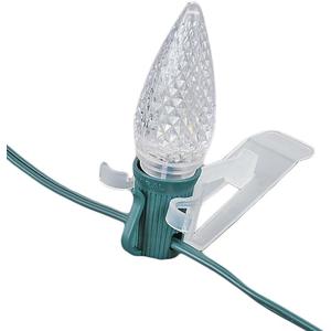 Novelty Lights 25 Pack All in One Christmas Light Clips, C7 and C9 Roof Line Clips for Shingle and Gutter Mounting, Clear/White