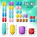 Wooden Stacking Blocks Montessori Toys for 1 2 3 4 5 6 Year Old Toddlers and Kids, No Choking Hazard Building Rocks Stones Games, for Girls and Boys