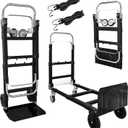 3 in 1 Folding Hand Truck, 600Lbs Capacity, Heavy Duty Collapsible Cart with Retractable Handle and 4 Rubber Wheels, Moving Dolly for Moving Home, Office, Food Service, Shopping Mall, Warehouse
