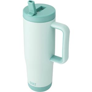 Built 40 oz Cascade Flip Straw Tumbler, Double Wall Insulated Bottle, Gym & Sport Bottles - Stainless Steel & Straw Lid, Leak-Proof, Soft Bumper Base, Portable BPA-Free (Mint)