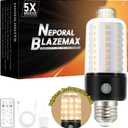 Neporal BlazeMax Rechargeable Light Bulbs with Remote, Wide Dimming Range Bright Battery Operated Light Bulb with Remote for Sconces, Dimmable Bombillos Recargable, 3 Colors, 4 Level Timer, E26 (A19)