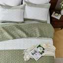 Andency California King Quilt Set Weat Green, 3 Pieces Ultra Soft Lightweight Cal King Bedspreads & Coverlets Set, Patchwork Striped Quilted Bedding Sets for All Seasons (112"x104")