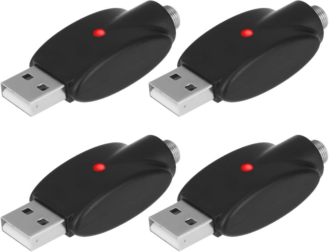 The Lord of the Tools 4pcs 510 Out Threaded USB Smart Charger with Over-Charge Protection LED Indicator for Laptop Car Charger Flashlight