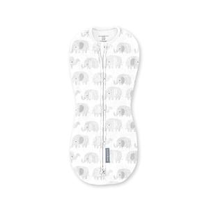 SwaddleMe by Ingenuity Compression Baby Swaddle Pod, Two-Way Zipper for Easy Diaper Changes, Improves Sleep & Calms Startle Reflex, 0-2 Months, 1.0 TOG, 1-Pack - Scribble Elephant