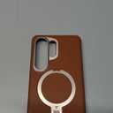TORRAS Ostand Q3 VegSkin for Samsung Galaxy S26 Ultra Case Leather, 360 Magnetic Stand, Fit for MagSafe, Premium Vegan Leather Case for S26 Ultra Case, Microfiber Lining, Amber Brown