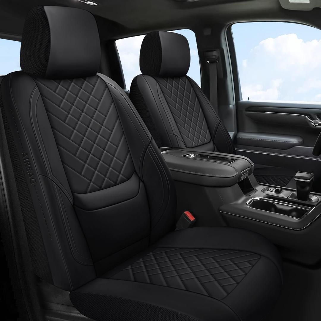 BABYBLU Chevy Silverado Seat Covers Full Set,Truck Seat Covers for Silverado GMC Sierra,Custom Fit 2007-2023 2024 2025 2026 1500/2500HD/3500HD (Black, Full Set)