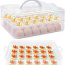 1-Layer Egg Holder for 24 Eggs,Plastic Egg Container with Handle,Deviled Egg Tray with Handle Lid,Devil Egg Holder for Refrigerator,Kitchen,Easter Day Party Containers, 12 x 8.5 x 4.2 inches