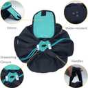 Large Barrel Drawstring Makeup Bag for Cosmetics - Cosmetic Travel Bag for Women - Portable Make Up Organizer Bag for Skin Care & Toiletries with Brush Holder & Pouch (Black)