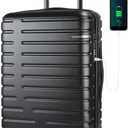 EMPSIGN Carry On Luggage with Spinner Wheels, Hard Shell Carry-On Expandable Suitcase 21x14x9 Airline Approved & Built-in TSA Lock, Durable Travel Rolling Suitcase, Carry-On 20-Inch, Black