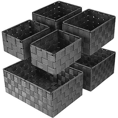 Uvellgift Woven Storage Baskets, Storage Bins, Cube Basket Container Baskets Storage Boxes Organizers for Clothes /Shelves/ Closet, Set of 6 (Grey)