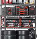 IZEUK 5-Tier Adjustable Heavy Duty Steel Wire Shelving Unit with Wheels, Storage Rack Organizer for Garage, Kitchen, Office, Laundry, Basement (Black, 17.7" D x 47.2" W x 76.7" H, 1750 lbs Capacity)